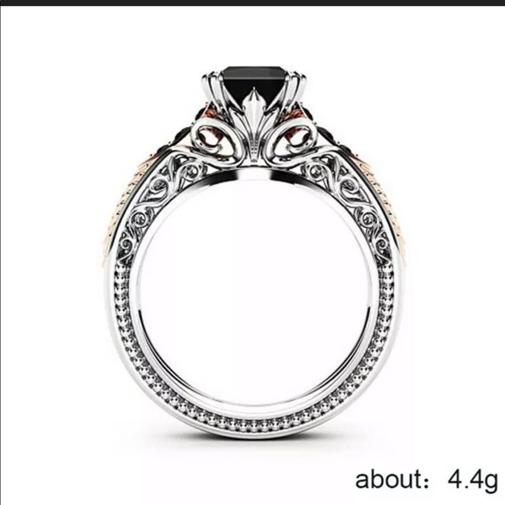New 925 Silver Black Sapphire women’s Ring - Picture 4 of 6